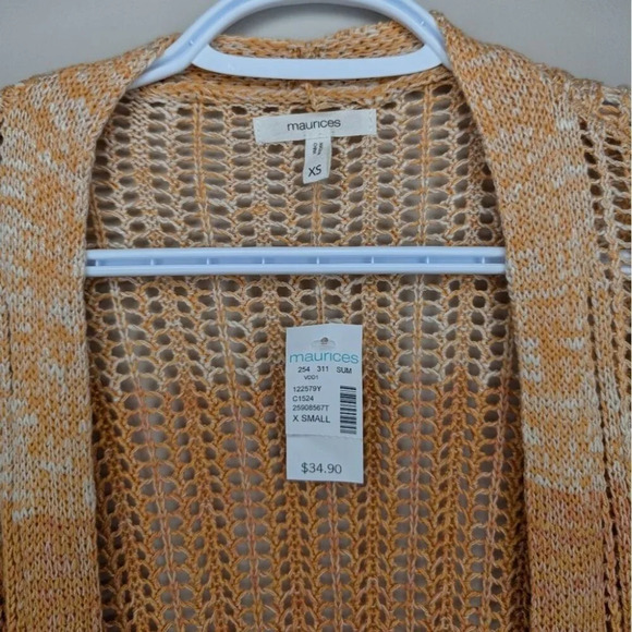 NWT Maurices Sunset Ombre Fringe Open Front Crochet Cardigan Women XS - Picture 4 of 8
